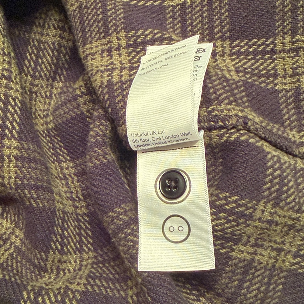 UNTUCKit Men’s Heavy Plaid Button Front Shirt Jacket Green and Black Large - Picture 10 of 10